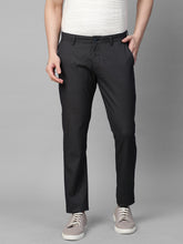 Genips Men's Navy Cotton Stretch Caribbean Slim Fit Self Design Trousers